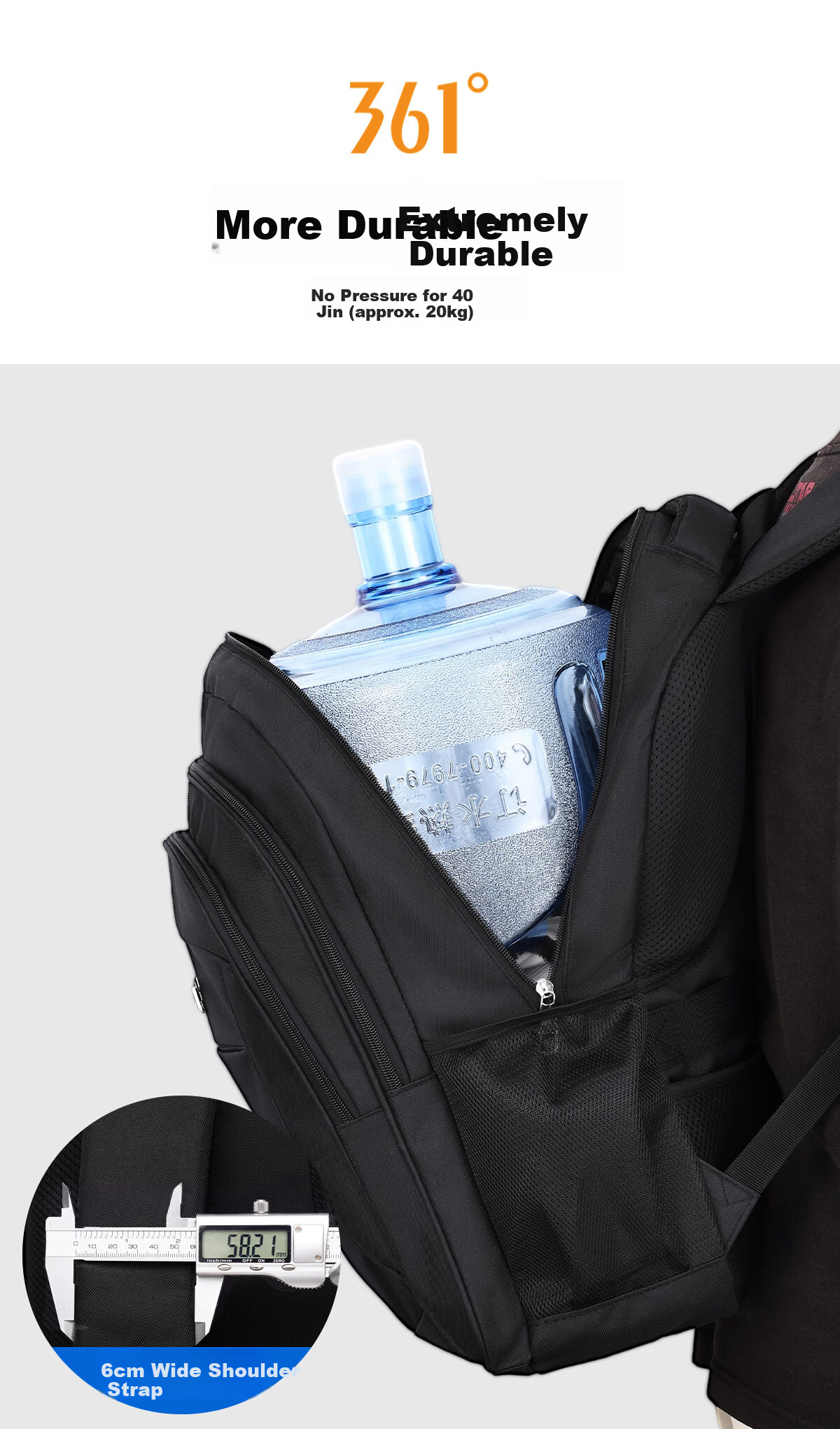 361° Men's Large Capacity Backpack Junior High High School Bookbag 2025 New Business Commuter Laptop Travel Bag 10