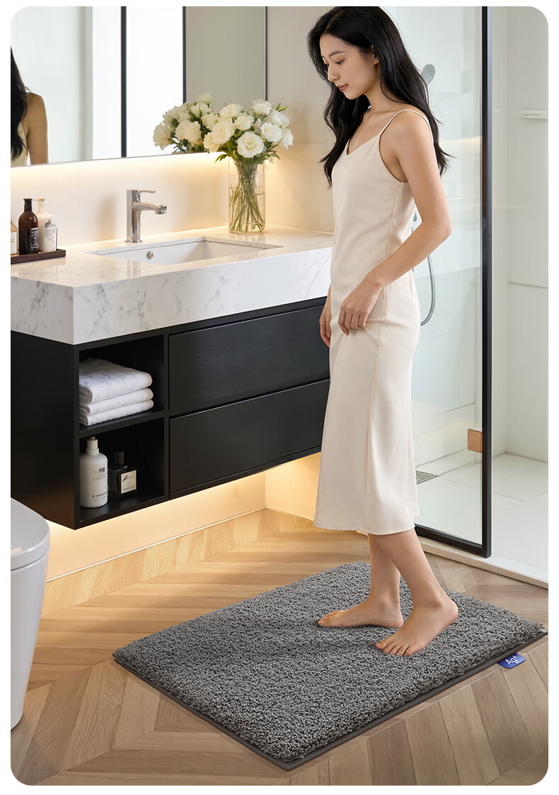 Da Jiang Small Blue Removable Washable Floor Mat Bathroom Door Water Absorption Foot Mat Toilet 50x80cm Carpet Surface Only 1 Piece 1