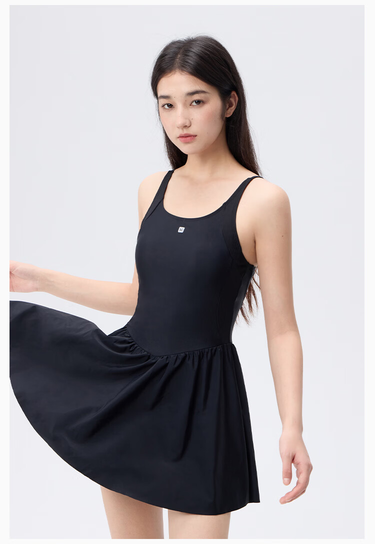 Keep Women's Sleeveless One-Piece Swimsuit Fashion Slim Fit Stretch Hot Spring Swimwear 108 Black S 5