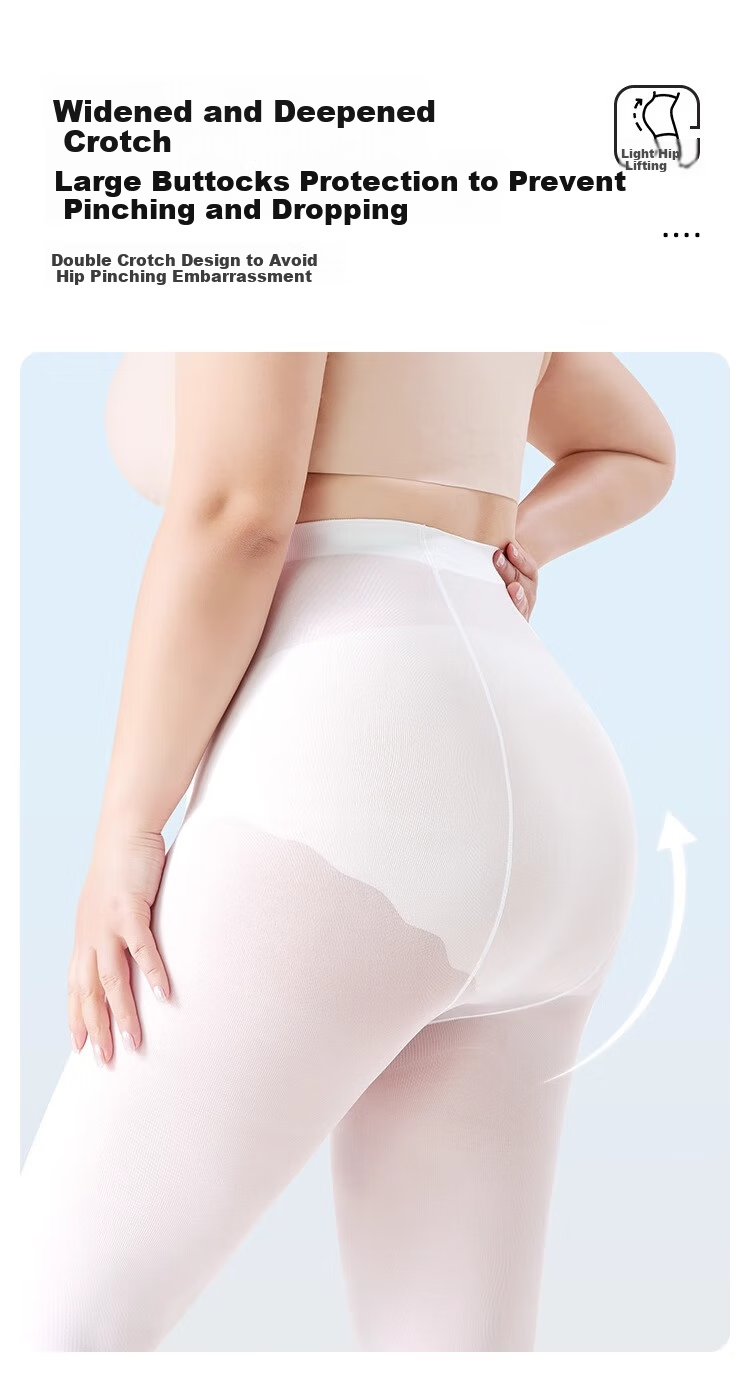 BOPRUIEY White Plus Size Tights Pantyhose Spring Summer Adult Dance Practice Stockings for Plus Size Students 7