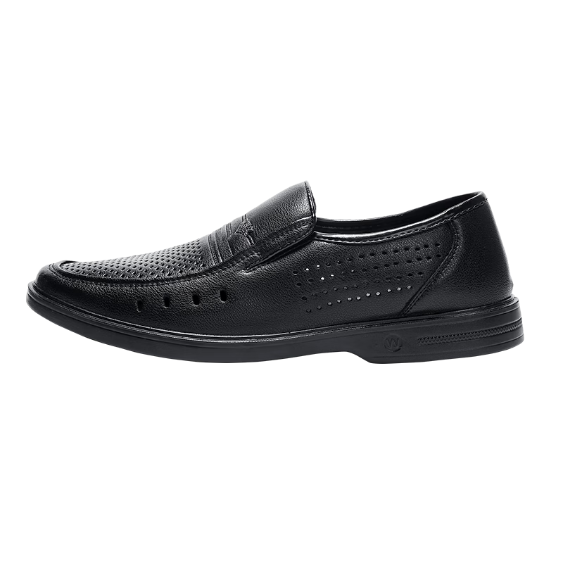 Warrior Leather Shoes for Men, 2025 Autumn New Style, Hollow Breathable Soft-Soled Formal Business Shoes, 2359 Black, Size 43