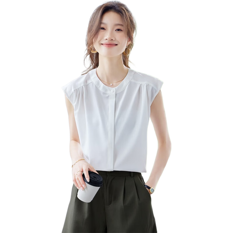 Jeanswest Korean Style Sleeveless Round Neck Shirt Women 2026 Summer New Simple Green Top XL