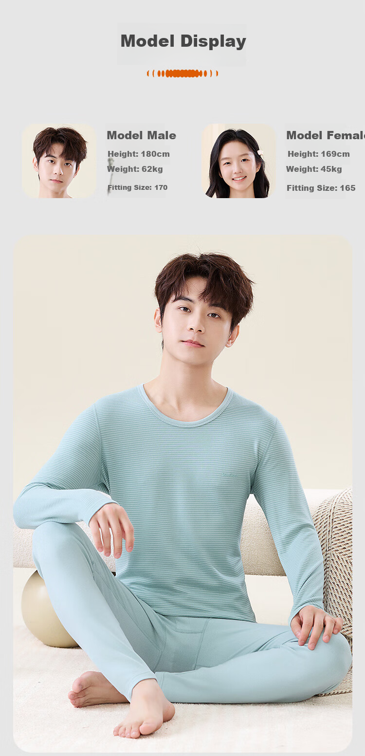 MiiOW Youth Thermal Underwear Autumn Winter A-Class Antibacterial Fleece Pajamas for High School Students Boys Big Kids Autumn Top and Bottom Set 13