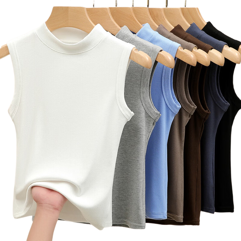 Langsha Women's Sleeveless Vest Tank Top Spring Summer New Slim Fit Side Coverage Outerwear Inner Layer High-End Base Shirt