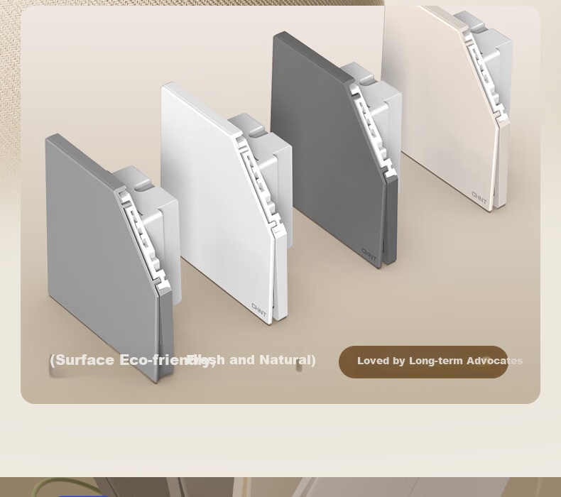 CHNT Switch Socket No-Paint Cream Style Large Panel Socket Faceplate Flush Mounted X1M One-Gang Single Control Three-Hole Cheese Yellow 10