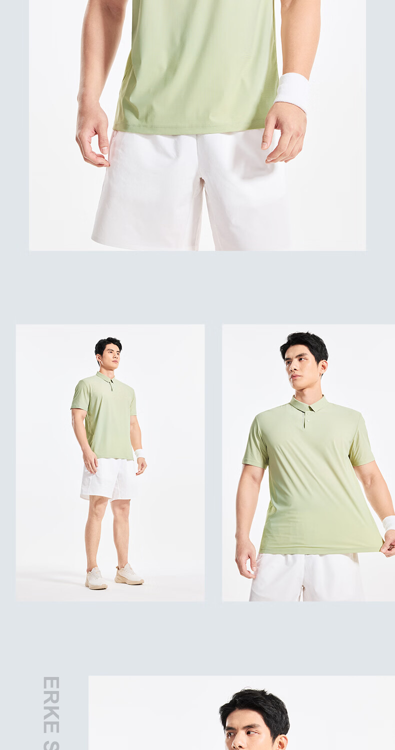 Erke Polo Shirt Summer Collared T-Shirt Sports Outdoor Casual Short Sleeve Ice Cool Lightweight Breathable High Elasticity Light Business Top 10