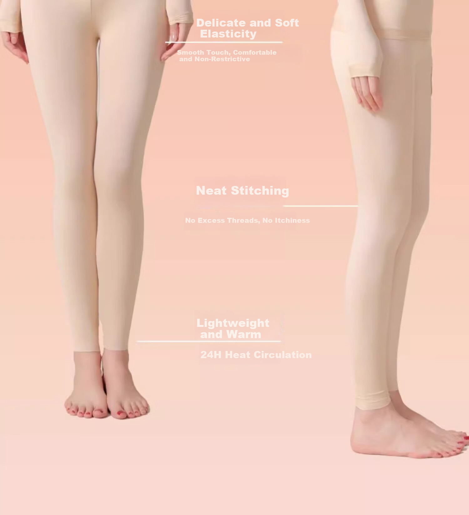 BOPRUIEY Hyaluronic Acid Thermal Underwear Women's Semi-High Neck Base Layer High Elastic Slim Seamless Moisturizing Skin Care Set 6