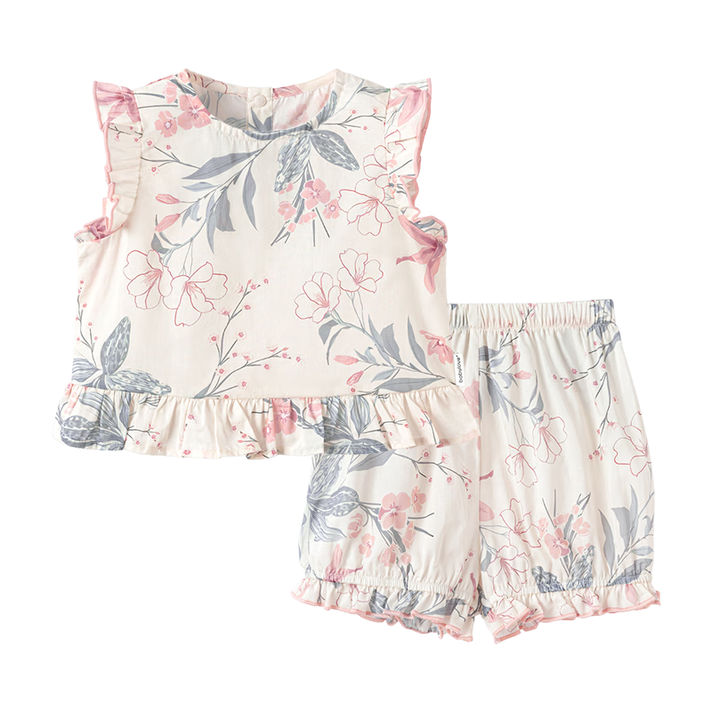 Babylove Baby Girl Summer Cotton Vest and Shorts Set Two-Piece Sweet Outfits Jiangnan Mist
