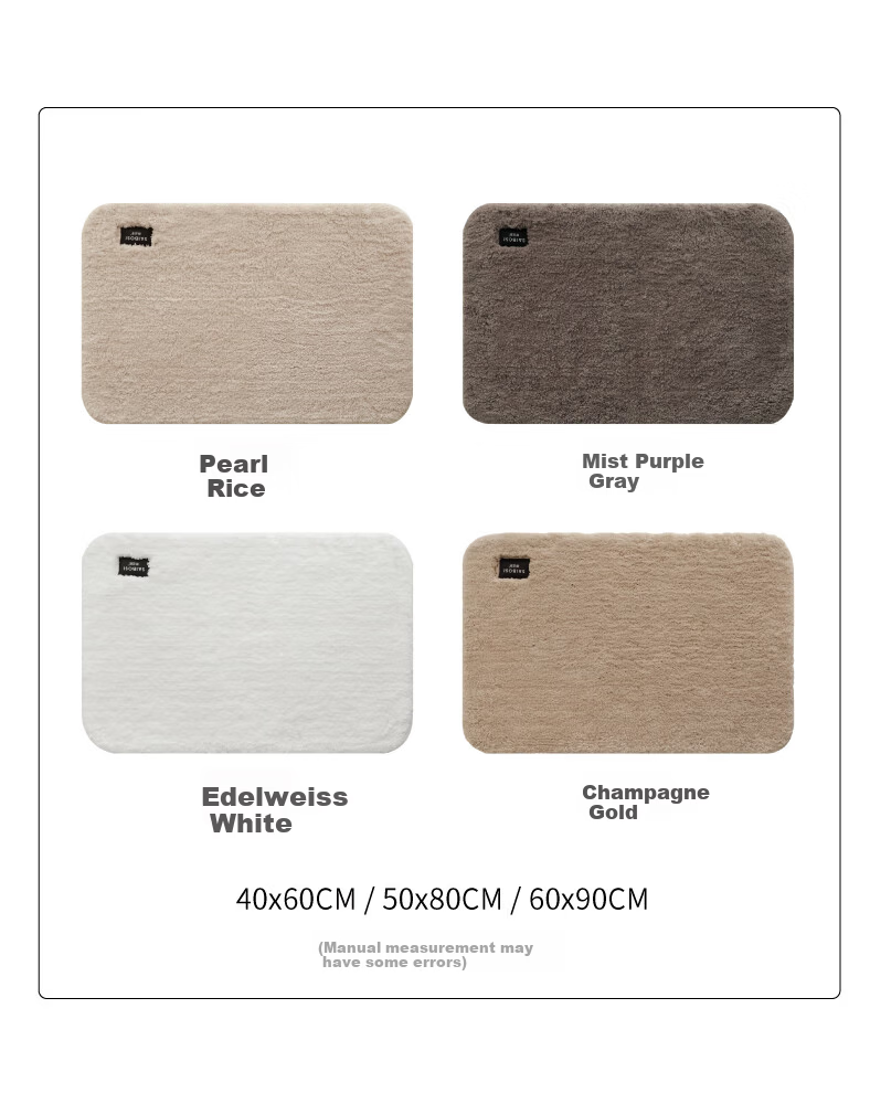 Saibosi Cream Style Bathroom Door Plain Color Antibacterial Water-Absorbent Non-Slip Floor Mat High-End Toilet Rug 50X80CM 2