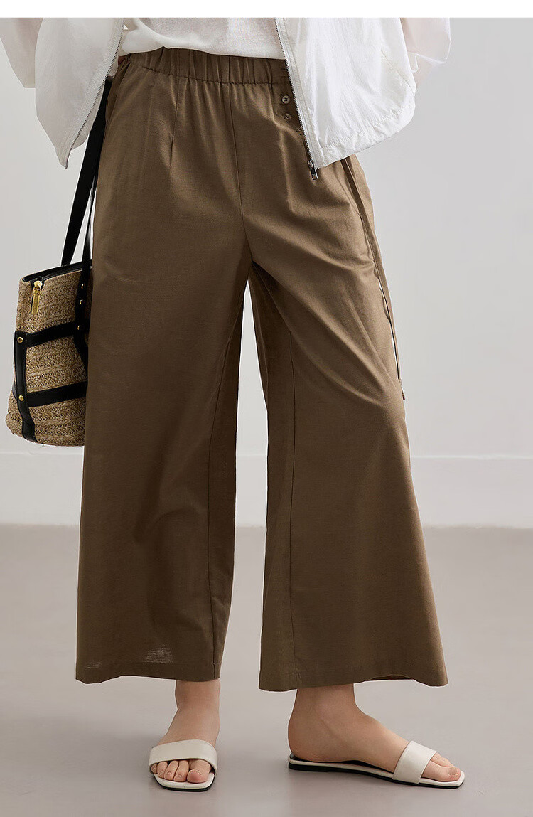 Demana [With Linen Cotton] Summer Vintage Side Tie Nine-Point Straight Loose Slim Petite Women's Casual Pants 16