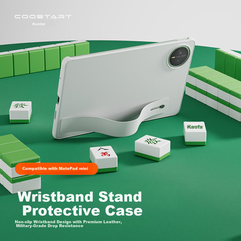 Kustar Compatible Huawei MatePad Mini 8.8-inch Tablet Case with Hand Strap, Stand, and Pivot Cover - White