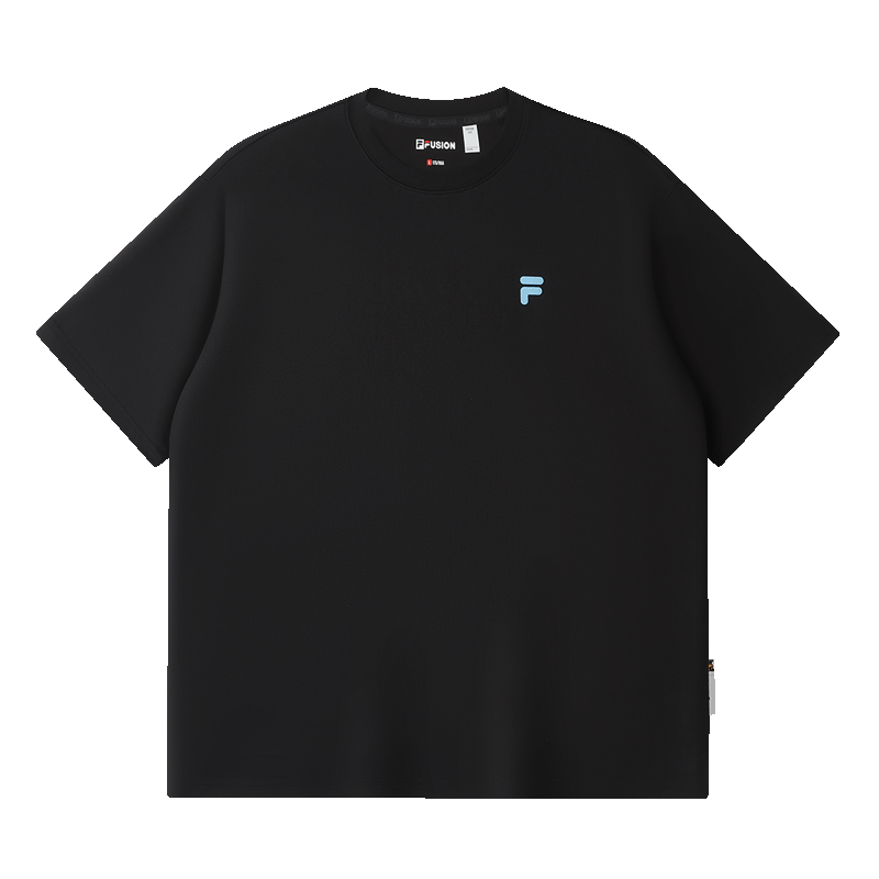 FILAFUSION Fila Trendy Couple's Knitted Short Sleeve Shirt 2026 Spring Casual Loose Pure Cotton T-Shirt