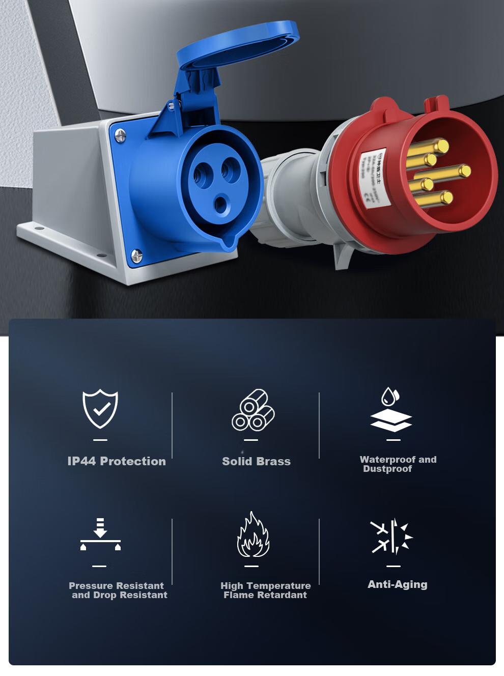 Shendunweishi (SDWS) Industrial Plug Connector 16A Three-Phase 3-Core IP44 Waterproof Aviation Socket Coupler Male SPC4316 for Data Center PDU Power Cable 1
