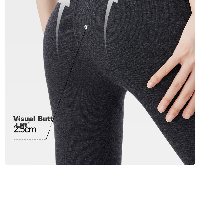 JKN Women's Coffee Color Thickened Autumn Winter Leggings [Slight Compression Slimming] Fleece Lined Thin Velvet Pressure Heating Vertical Stripe Tights 17