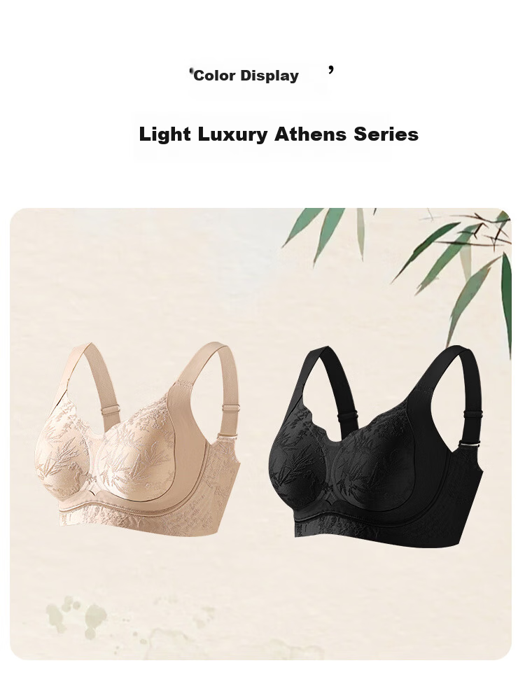 Tingmei 26 Years Jacquard Uplift Anti-Sagging Bra for Women, Lift and Gather, Side Support, Semi-Fixed Cotton Cup, Wireless Bra 13