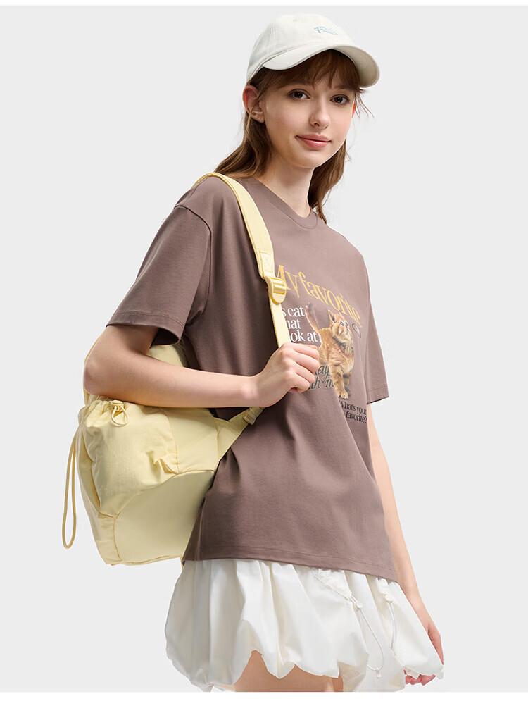 FILA Han So-hee Style Official Women's Summer Macaron Multi-Pocket Backpack School Bag Casual Bag 36