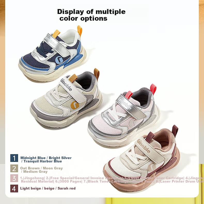 Ginoble Kids' Walking Shoes 2025 Spring Autumn Boys Girls Functional Shoes Breathable All-match Infant Toddler Shoes GW1803 Blue Night 4