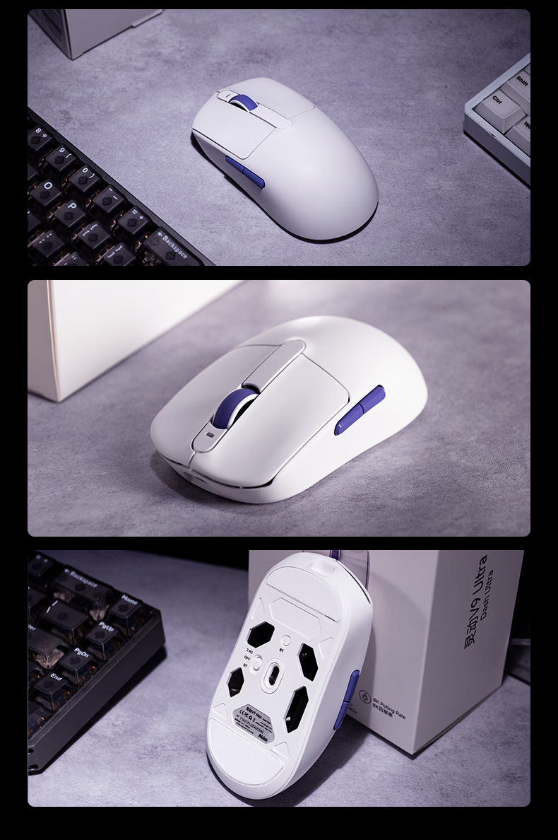 AKKO Agile V9 Wireless Ergonomic Gaming Office Mouse Three-Mode Wired Bluetooth Rechargeable Mouse Compatible with Apple MacBook 12