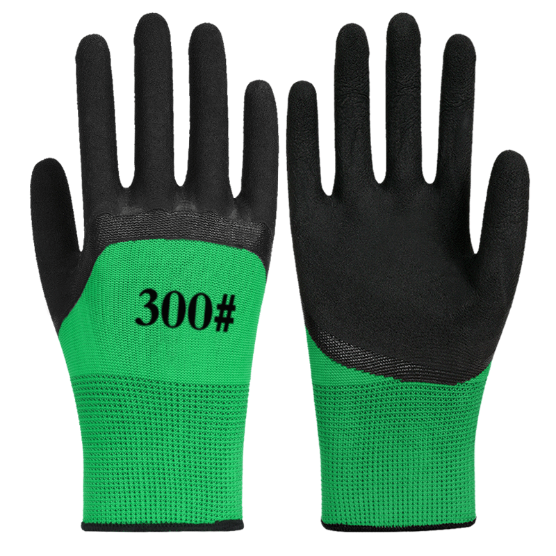 Maozheng Dipped Work Gloves, 20 Pieces, Semi-Glove Leather, Non-Slip, Wear-Resistant, Breathable, Construction Site Work Gloves, Thin Summer Style, Not Stuffy Hands, Size 300#