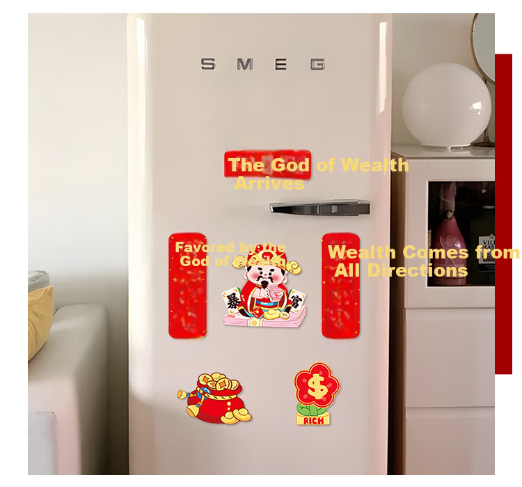 Yishiqing 2026 New Year Magnetic Refrigerator Magnet Creative Festive Atmosphere Scene Decoration Moving Home Ornament 8