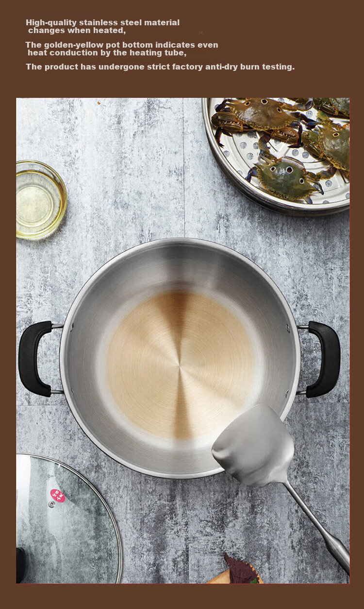 MeiLing Electric Frying Pan New Generation Healthy Large Capacity 304 Stainless Steel Electric Steamer Electric Cooker Stew Steam Cook Non-Stick Multifunctional All-in-One Electric Pot Multi-Purpose E 6