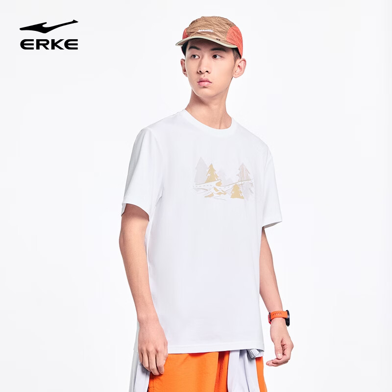 Erke Men's Crew Neck Short Sleeve Knit Shirt Summer Outdoor Casual Sports T-Shirt Fashion Basic Versatile Top