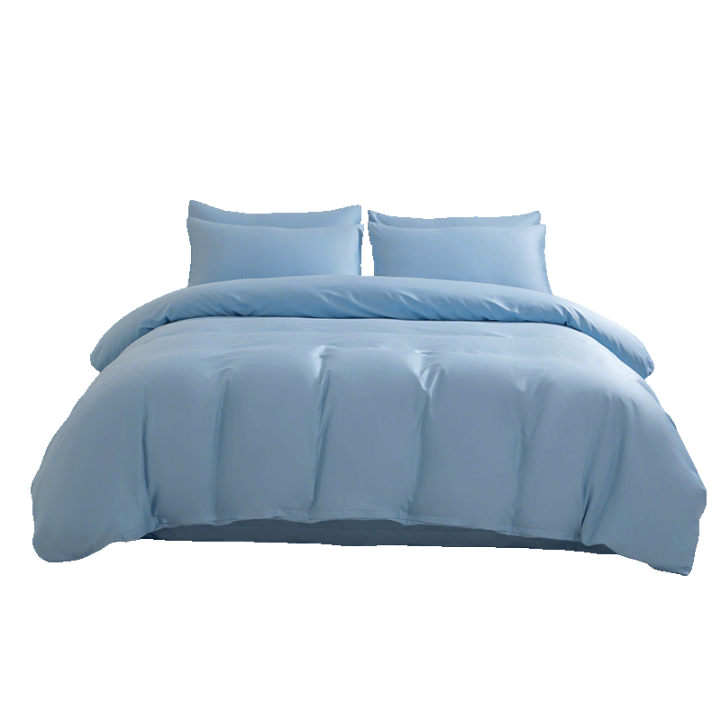 SOMERELLE A-Class Solid Color 60s Cotton Four-Piece Bedding Set 100% Combed Long-Staple Cotton Bed Linen 1.8m Fitted Sheet Set Sky Blue