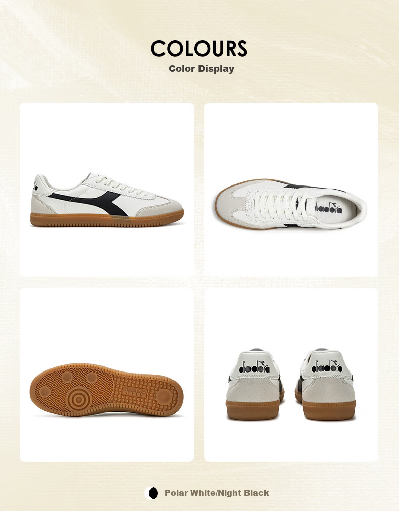 Diadora Saunter EC Unisex Casual Sneakers Small Fit, Recommend Half Size Up Beige/Red 36 18