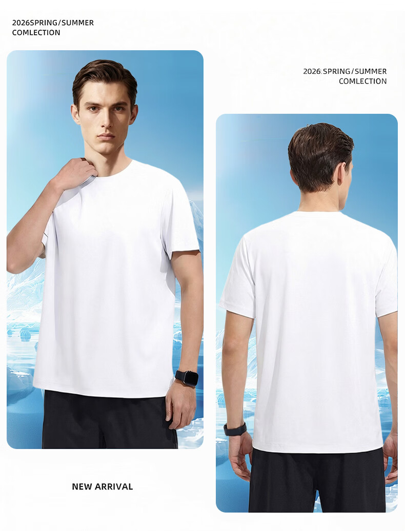 Langsha Men's Short Sleeve T-Shirt Summer Mesh Breathable Quick-Dry Ice Silk Running Sportswear Top 16
