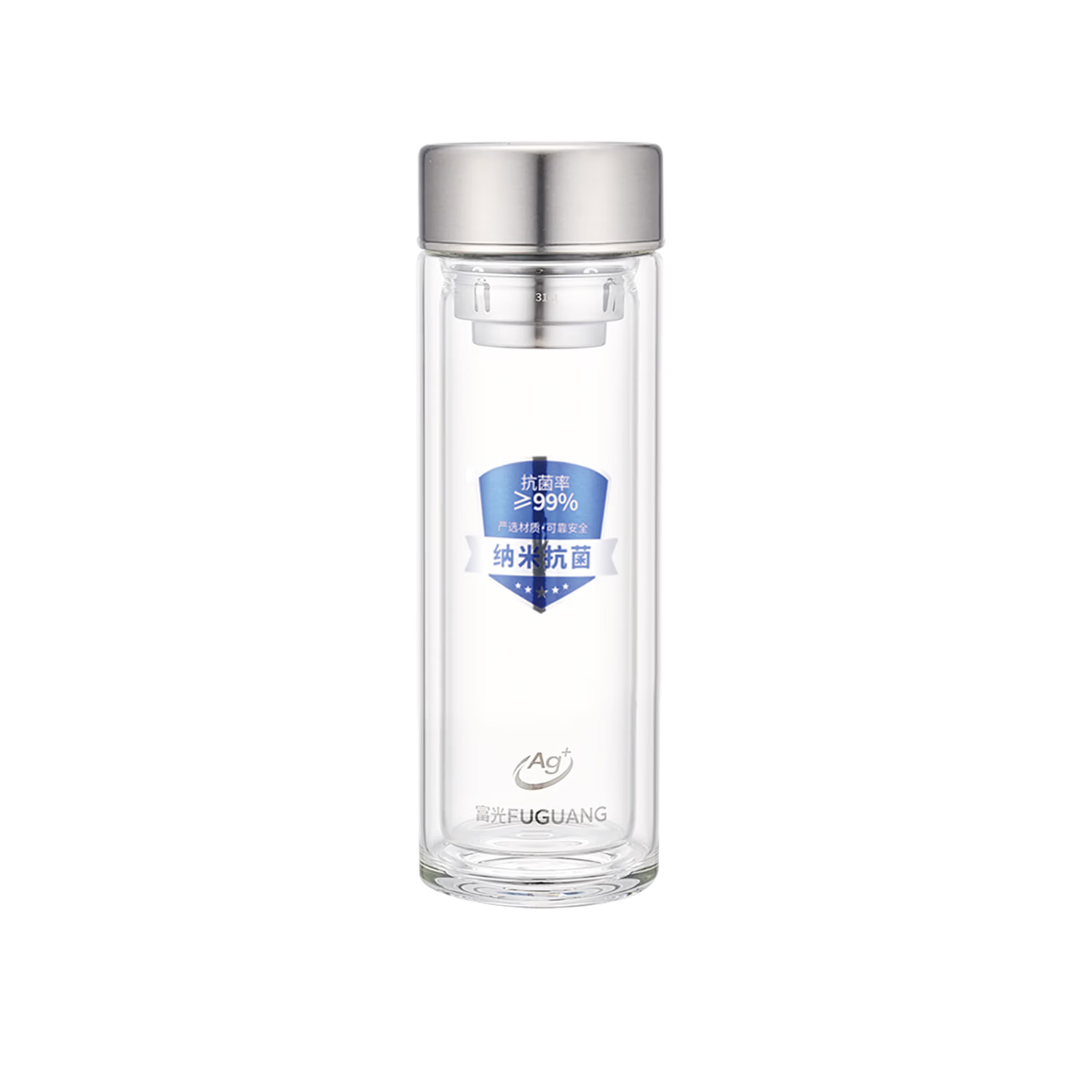 Fuguang Nano Antibacterial High-Temperature Resistant Premium Business Double-Layer Glass Cup Natural Color 330ml