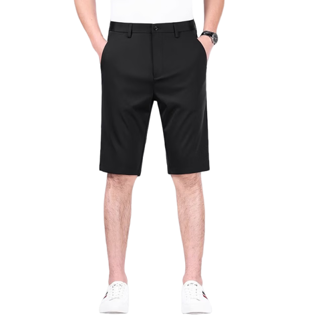 TUCANO Men's Summer Business Casual Solid Color Dress Shorts Commuter Five-Point Pants Black 33