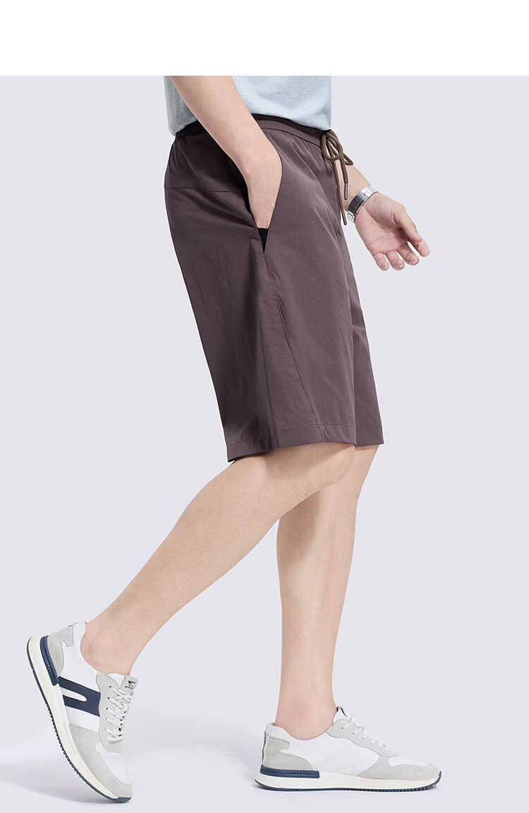 Dancing with Wolves [High Elasticity] Loose Breathable Casual Men's Shorts Commuter Versatile Easy-Care Five-Point Pants 502 Dark Purple L 17