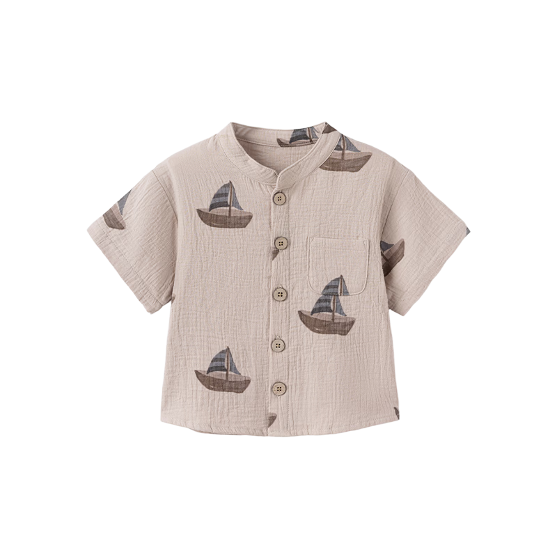 Babylove Clearance Baby Shirt Summer Pure Cotton Gauze Short Sleeve Cardigan Breathable T-Shirt Children's Summer Top