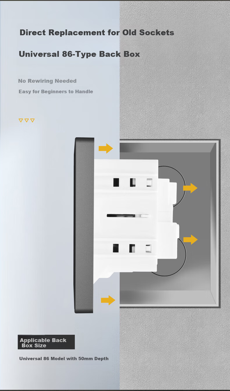 Hongyan Embedded Socket Refrigerator Hidden Recessed Wall Built-in Invisible 86 Type Three-hole 16A Porcelain White 11