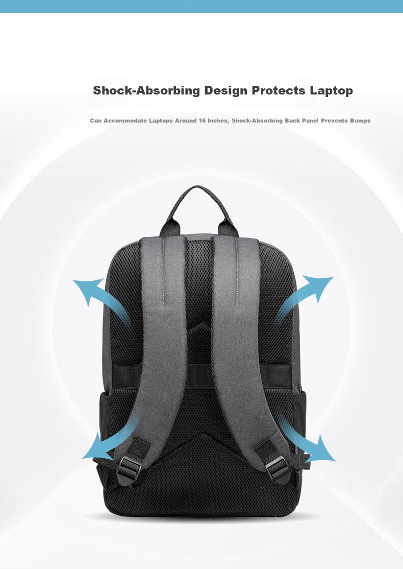 HP 16-inch Gray Backpack Water-Resistant Fabric Luggage Strap Shockproof Protective Large Capacity Durable Scratch-Resistant Minimalist Multi-Pocket Casual Backpack High Aesthetic 6
