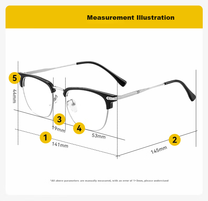 40,000km Ultra-Light Titanium Semi-Rimmed Prescription Glasses Frame for Men, Compatible with Prescription Lenses, Professional Online Customization, Blue Light Blocking Eyewear Frame 13