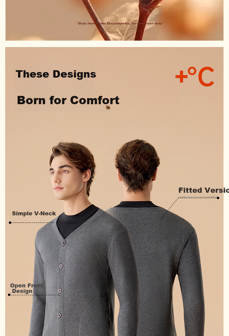 MiiOW Men's Thermal Underwear Fleece Thickened Warm Long Sleeve Cardigan Outerwear Basic Base Layer Top for Men 7