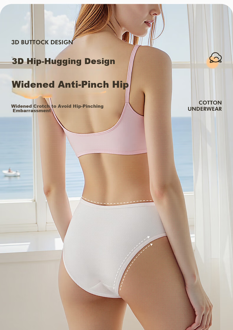 Baicaoyuan Disposable Cotton Women's EO Sterilized No-Wash Travel Maternity Menstrual Day-Use Underwear 5 Pieces 2XL 7