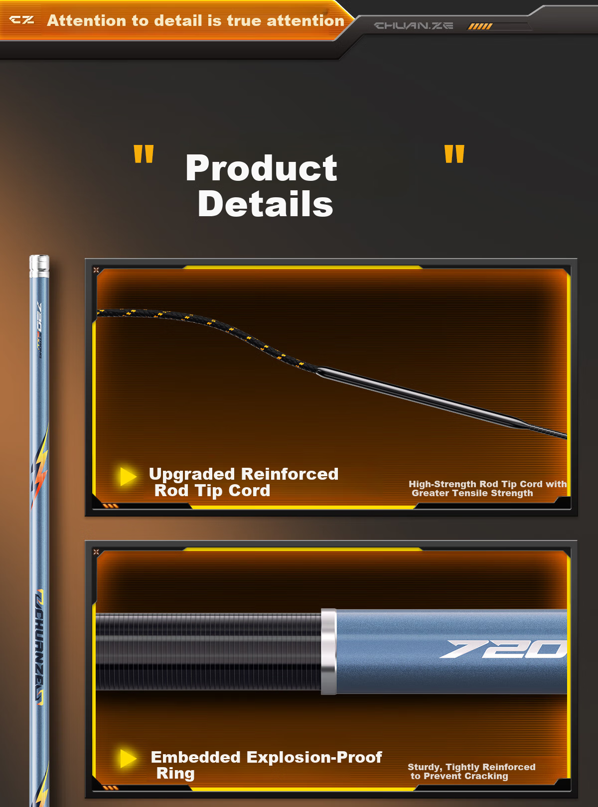 Chuanze Man Niu Giant Fishing Rod Hand Rod Sturgeon Ultra-Hard Heavy Duty Big Fish Rod Tai Fishing Rod 100kg Giant Rod 8.1m 17