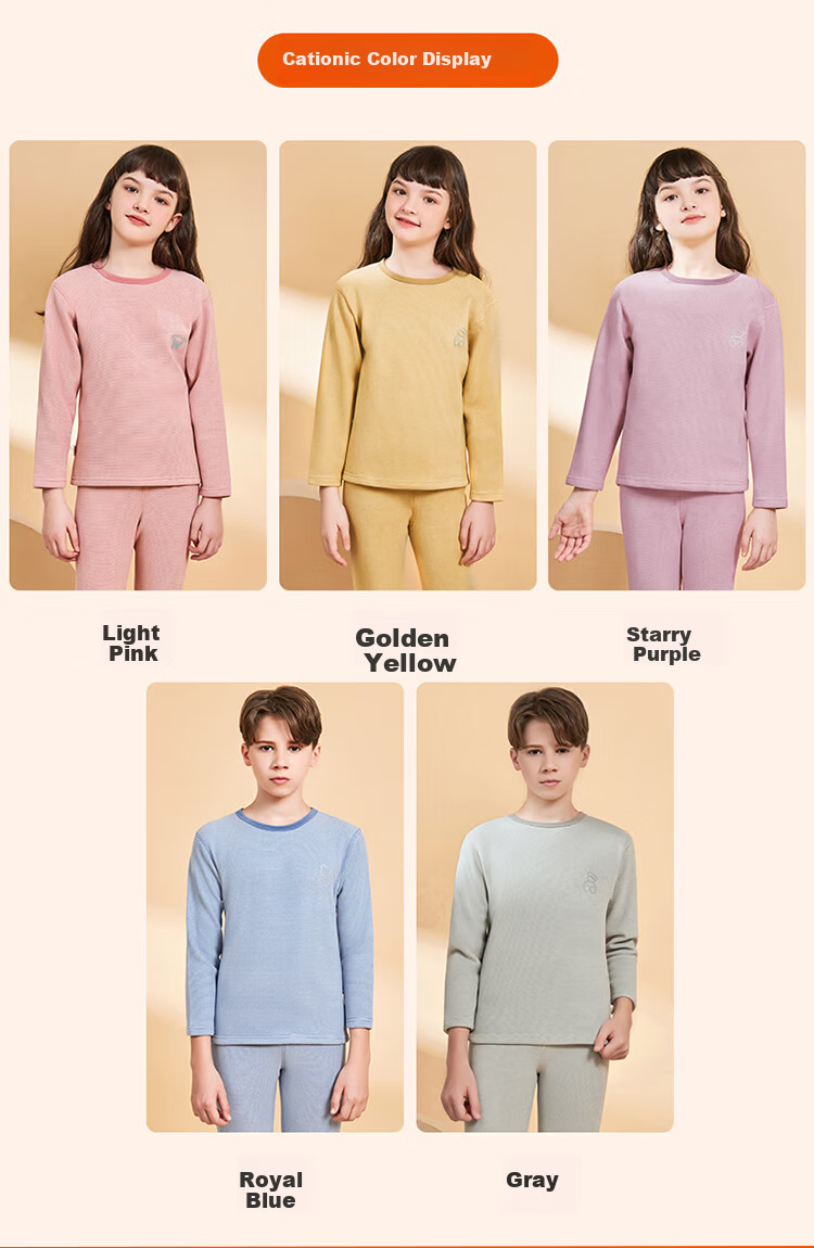 Bingxue Mian Children's Thermal Underwear Cationic Fleece Lined Warm Skin-Friendly Set Boys Girls Autumn Winter Thickened Set 10