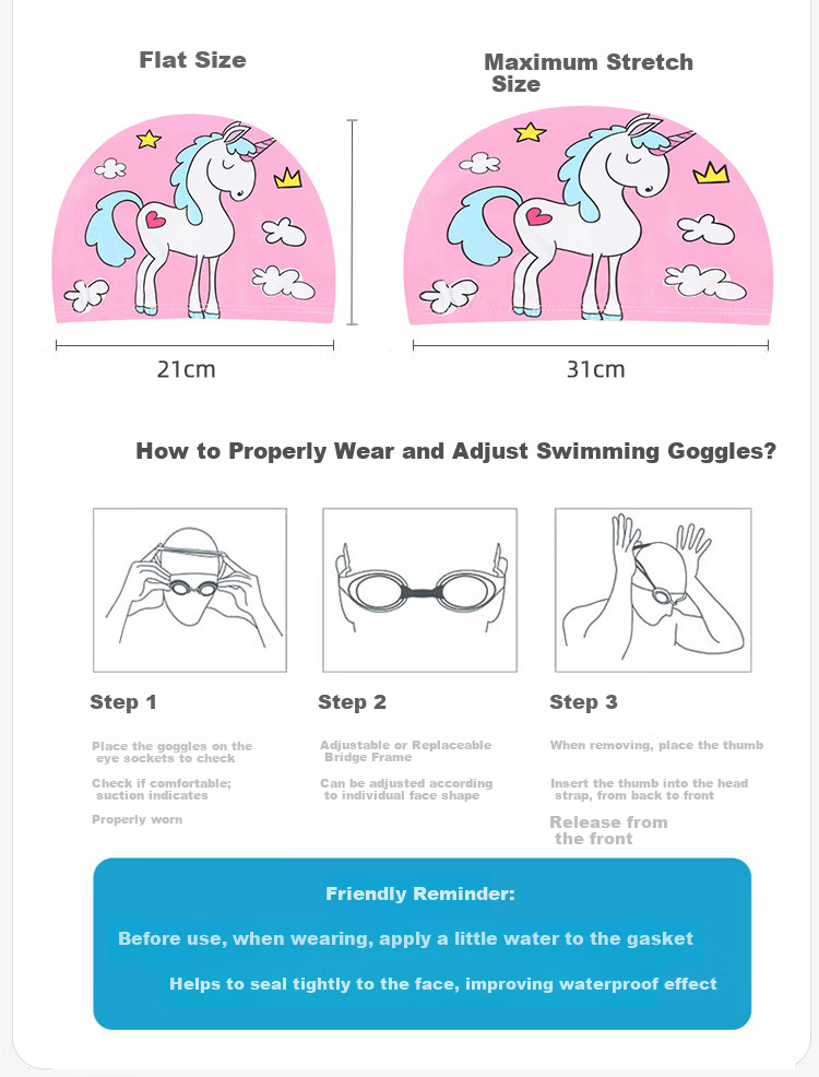 9i9 Kids Anti-Fog Swimming Goggles Professional Waterproof HD Diving Gear Shark Swim Cap Set Ages 2-10 F39 Blue 3