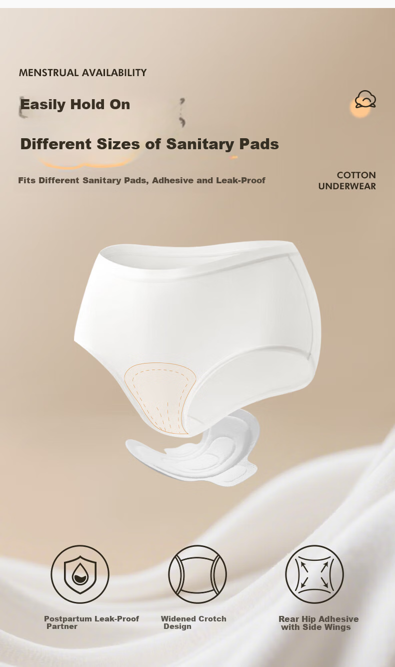 Baicaoyuan Disposable Cotton Women's EO Sterilized No-Wash Travel Maternity Menstrual Day-Use Underwear 5 Pieces 2XL 12