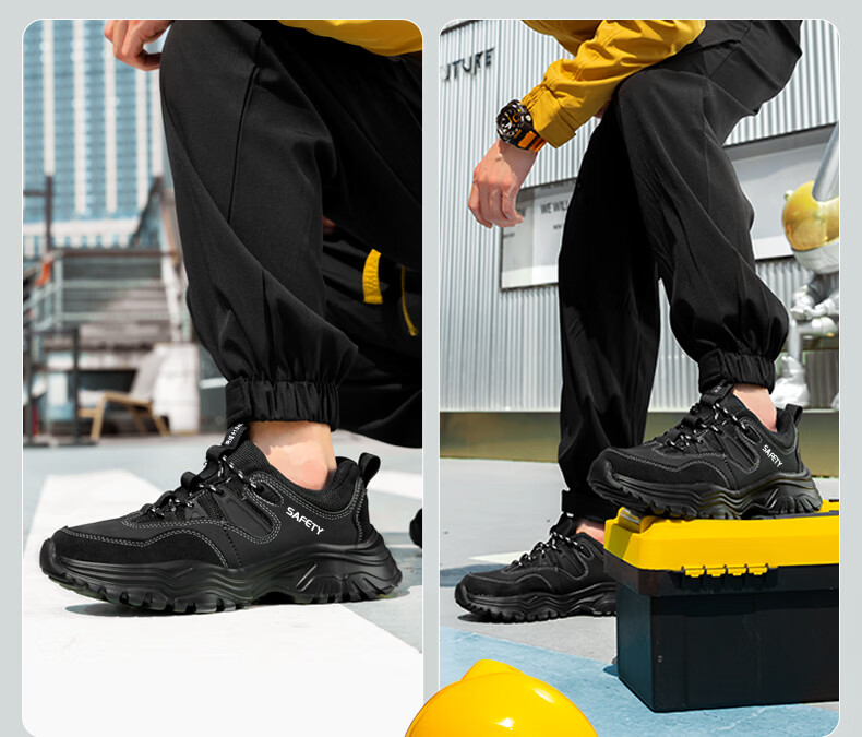 GUYISA Men's Summer Breathable Anti-Smash Steel Toe Anti-Puncture Ultra-Light Comfortable Safety Work Construction Shoes 5003 Size 39 13