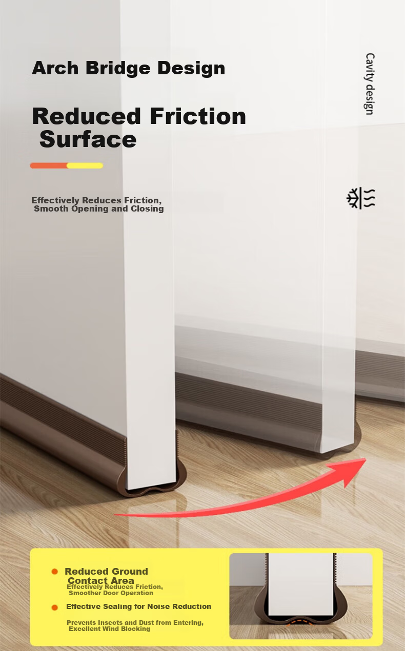 Yupinfengmao White Door Gap Draft Stopper Self-Adhesive Door Bottom Seal Strip Dustproof Windproof Bathroom Door Water Barrier Strip 6