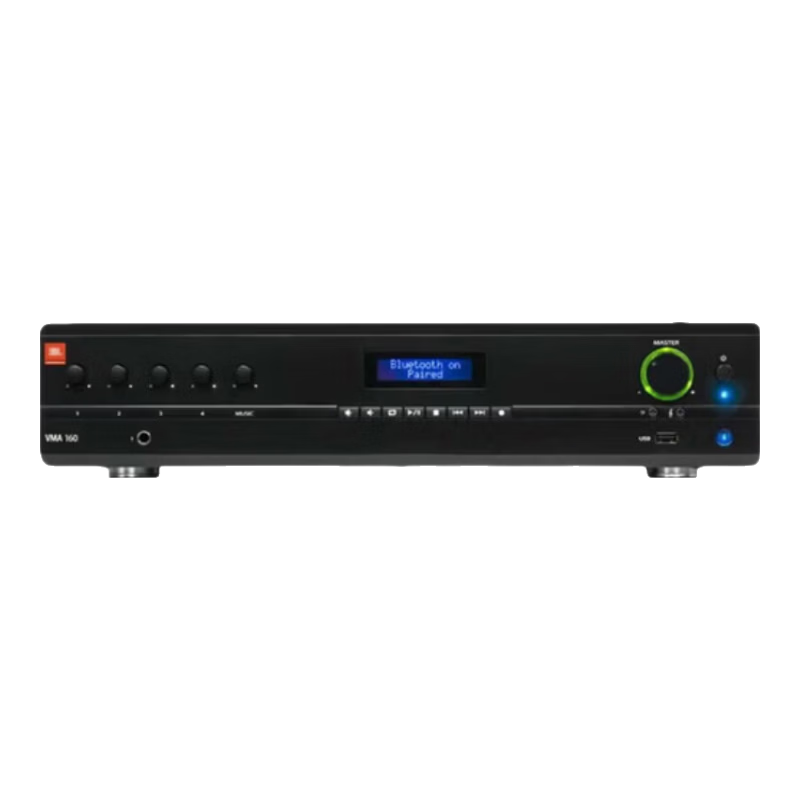 JBL VMA160 Amplifier Background Music Commercial Public Address Conference Room Store Restaurant Constant Voltage and Constant Impedance Amplifier Bluetooth USB Microphone Interface