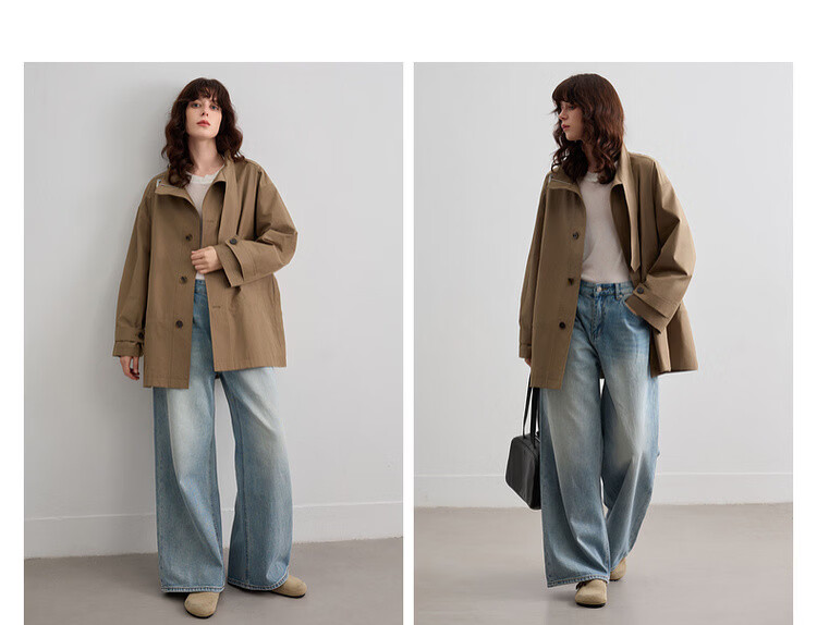 Demana [Cloud Oxygen Cotton Series] Spring Elegant Stand Collar Strap Drawstring Loose Slim Trench Coat for Women High-End Feel 11