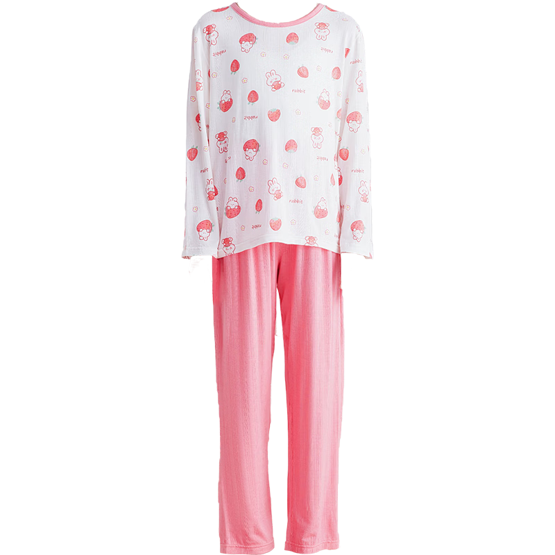 DEESHA [Ice Silk Smooth] Girls' Thin Long-Sleeve And Pants Pajamas, 7A Antibacterial Air Conditioning Wear, Children's Loungewear