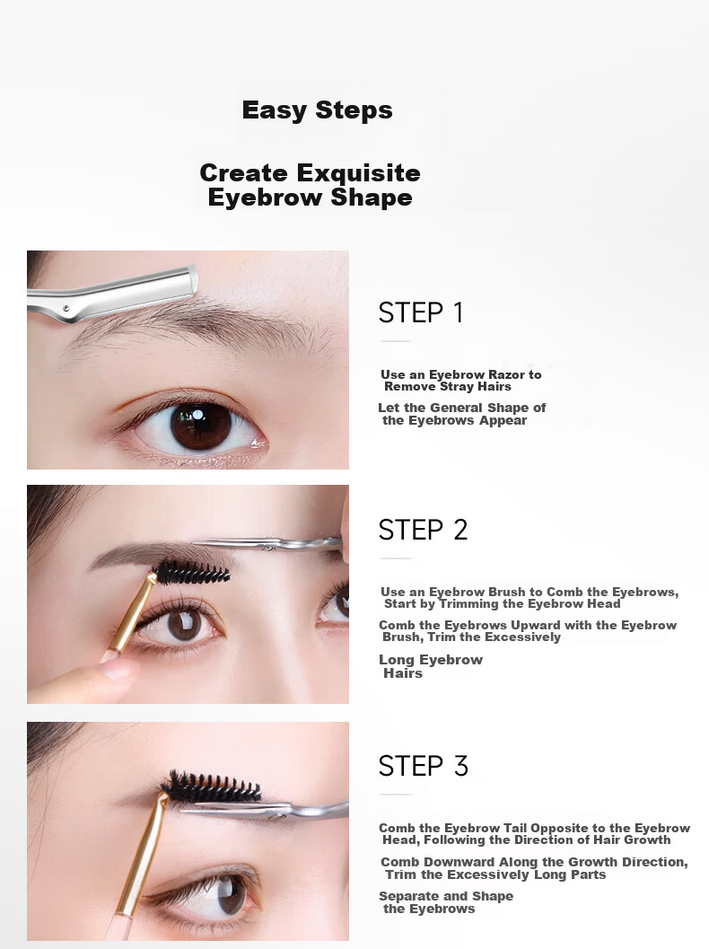 Tweezerman Imported Eyebrow Scissors and Brush Set Safe Eyebrow Grooming Beauty Makeup Tools Gift 11
