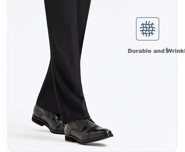 Langdeng Business Men's Formal Dress Pants Spring Autumn New Easy-Care Straight Slim Fit Commuter Suit Trousers for Men 7