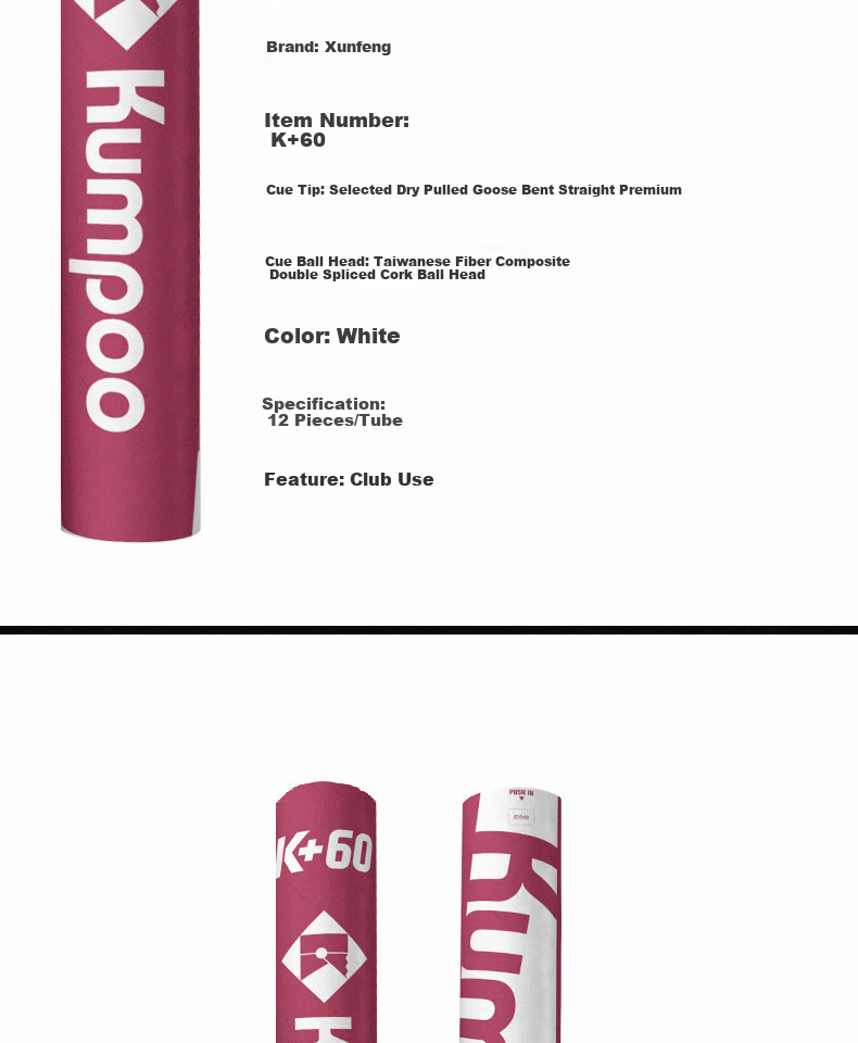 KUMPOO Feather Badminton Shuttlecocks Durable Non-Tear Stable Flight Competition Training 12-Pack K+60 Speed 76 11